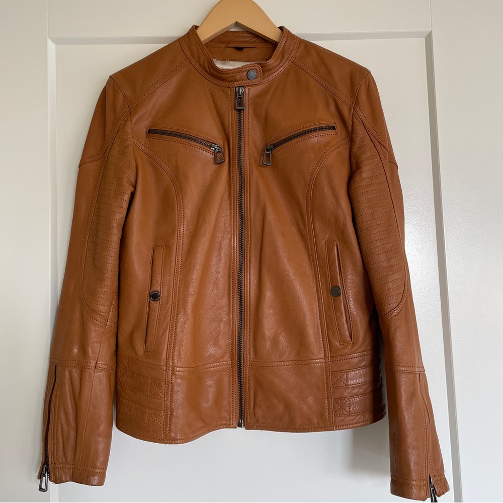 Lambskin Biker Jacket caramel lined size L
